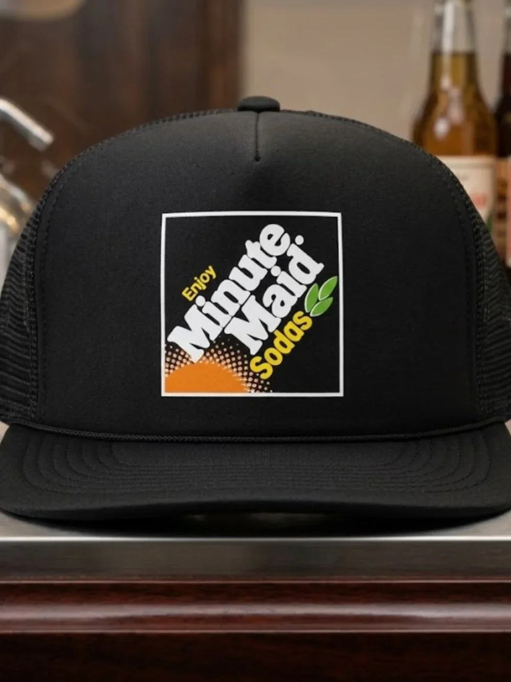 Retro Minute Maid Sodas Foam Trucker Hat Black Rope Snapback Style Cap New 80s